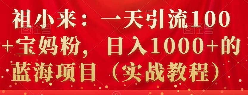祖小来:一天引流100 宝妈粉,日入1000 的蓝海项目(实战教程)