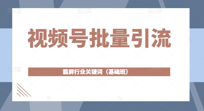 视频号批量引流，霸屏行业关键词（基础班）全面系统讲解视频号玩法【无水印】|媒矿库