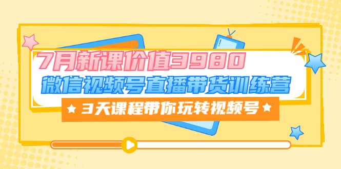 微信视频号直播带货训练营，3天课程带你玩转视频号：7月新课价值3980|媒矿库