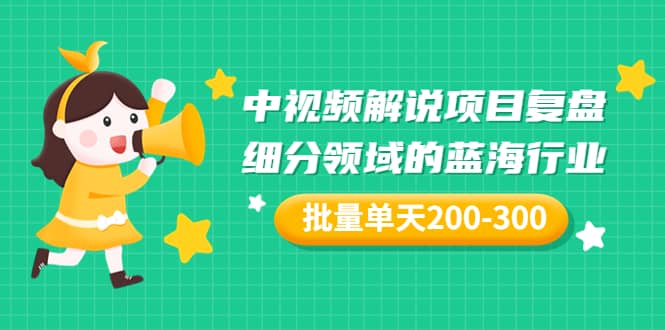 某付费文章:中视频解说项目复盘:细分领域的蓝海行业 批量单天200-300收益|媒矿库