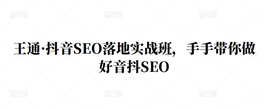 王通·抖音SEO落地实战班，手‬手带你做好音抖‬‬SEO|媒矿库