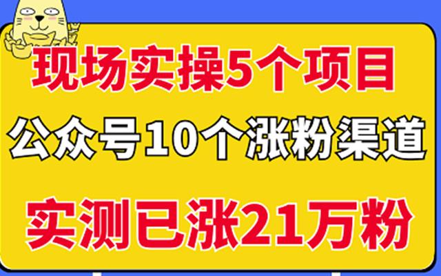 现场实操5个公众号项目,10个涨粉渠道,实测已涨21万粉!|媒矿库
