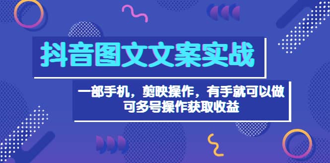 抖音图文毒文案实战:一部手机 剪映操作 有手就能做,单号日入几十 可多号|媒矿库