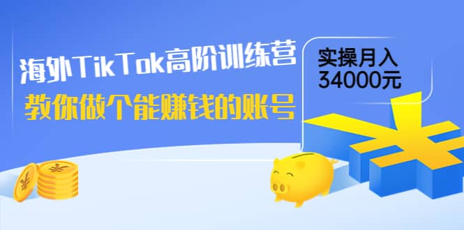 海外TikTok高阶训练营：教你做个能赚钱的账号，实操月入34000元！|媒矿库