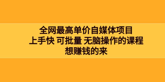 全网最单高价自媒体项目:上手快 可批量 无脑操作的课程,想赚钱的来|媒矿库