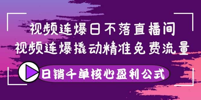 视频连爆日不落直播间，视频连爆撬动精准免费流量，日销千单核心盈利公式|媒矿库