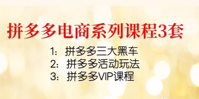 拼多多电商系列课程3套:拼多多三大黑车 拼多多活动玩法 拼多多VIP课程|媒矿库