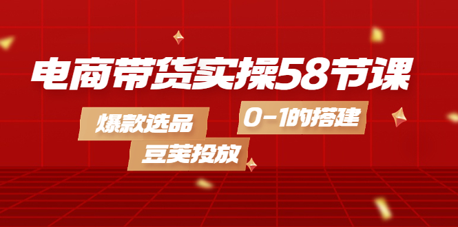 电商带货实操58节课，爆款选品，豆荚投放，0-1的搭建|媒矿库
