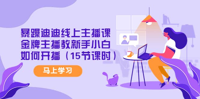 暴躁迪迪线上主播课，金牌主播教新手小白如何开播（15节课时）|媒矿库