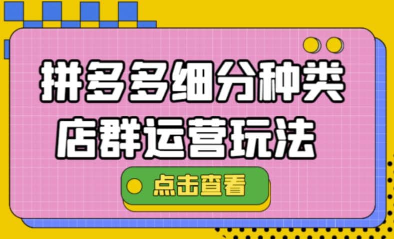 拼多多细分种类店群运营玩法3.0，11月最新玩法，小白也可以操作|媒矿库
