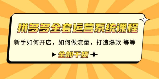 拼多多全套运营系统课程：新手如何开店 如何做流量 打造爆款 等等 全部干货|媒矿库