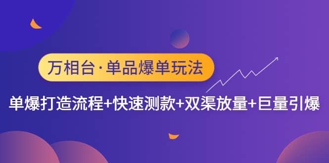 万相台·单品爆单玩法，单爆打造流程 快速测款 双渠放量 巨量引爆|媒矿库