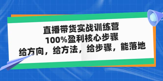 直播带货实战训练营：100%盈利核心步骤，给方向，给方法，给步骤，能落地|媒矿库