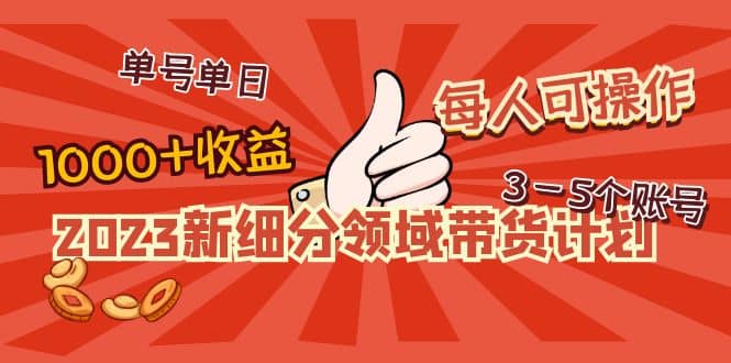 2023新细分领域带货计划：单号单日1000 收益不难，每人可操作3-5个账号|媒矿库