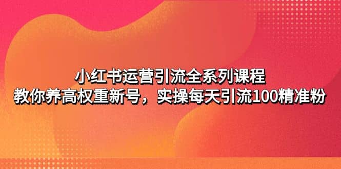 小红书运营引流全系列课程：教你养高权重新号|媒矿库