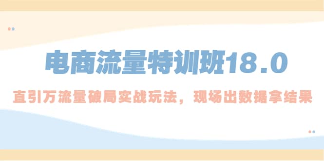 电商流量特训班18.0，直引万流量破局实操玩法，现场出数据拿结果|媒矿库