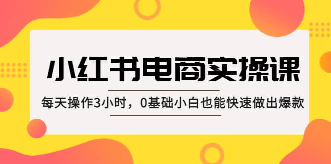 小红书·电商实操课：每天操作3小时，0基础小白也能快速做出爆款|媒矿库