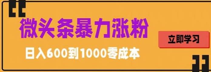 微头条暴力涨粉技巧搬运文案就能涨几万粉丝，简单0成本，日赚600|媒矿库
