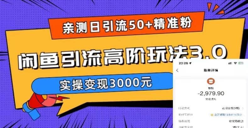 实测日引50 精准粉，闲鱼引流高阶玩法3.0，实操变现3000元|媒矿库