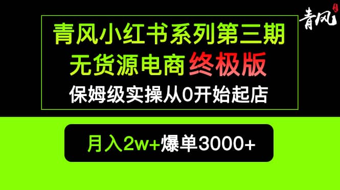 小红书无货源电商爆单终极版【视频教程 实战手册】保姆级实操从0起店爆单|媒矿库
