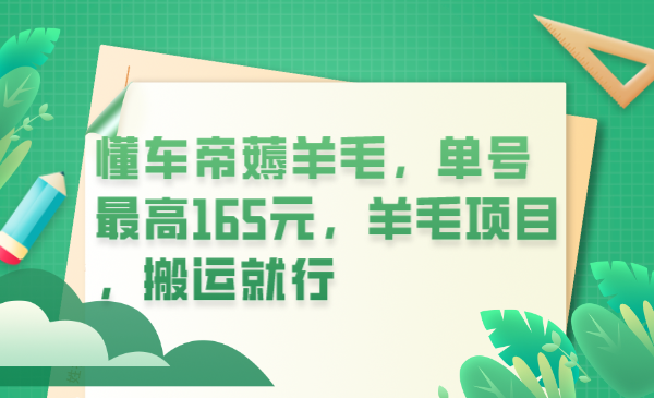 懂车帝薅羊毛,单号最高165元,羊毛项目,搬运就行|媒矿库