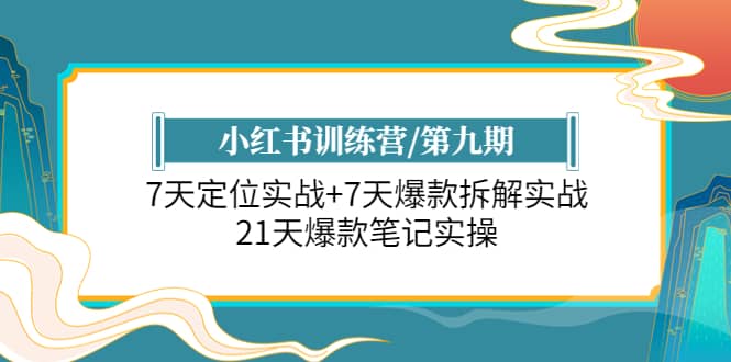 小红书训练营/第九期:7天定位实战 7天爆款拆解实战,21天爆款笔记实操|媒矿库