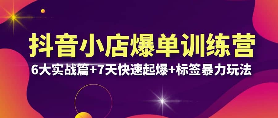 抖音小店爆单训练营VIP线下课:6大实战篇 7天快速起爆 标签暴力玩法(32节)|媒矿库