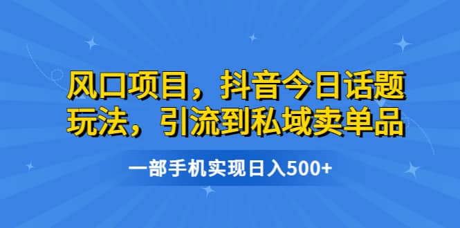 风口项目，抖音今日话题玩法，引流到私域卖单品，一部手机实现日入500|媒矿库