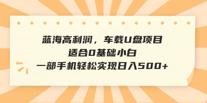 蓝海高利润,车载U盘项目,适合0基础小白,一部手机轻松实现日入500|媒矿库