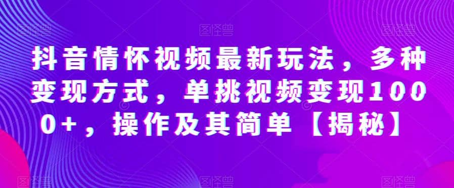 抖音情怀视频最新玩法，多种变现方式，单挑视频变现1000 ，操作及其简单【揭秘】|媒矿库