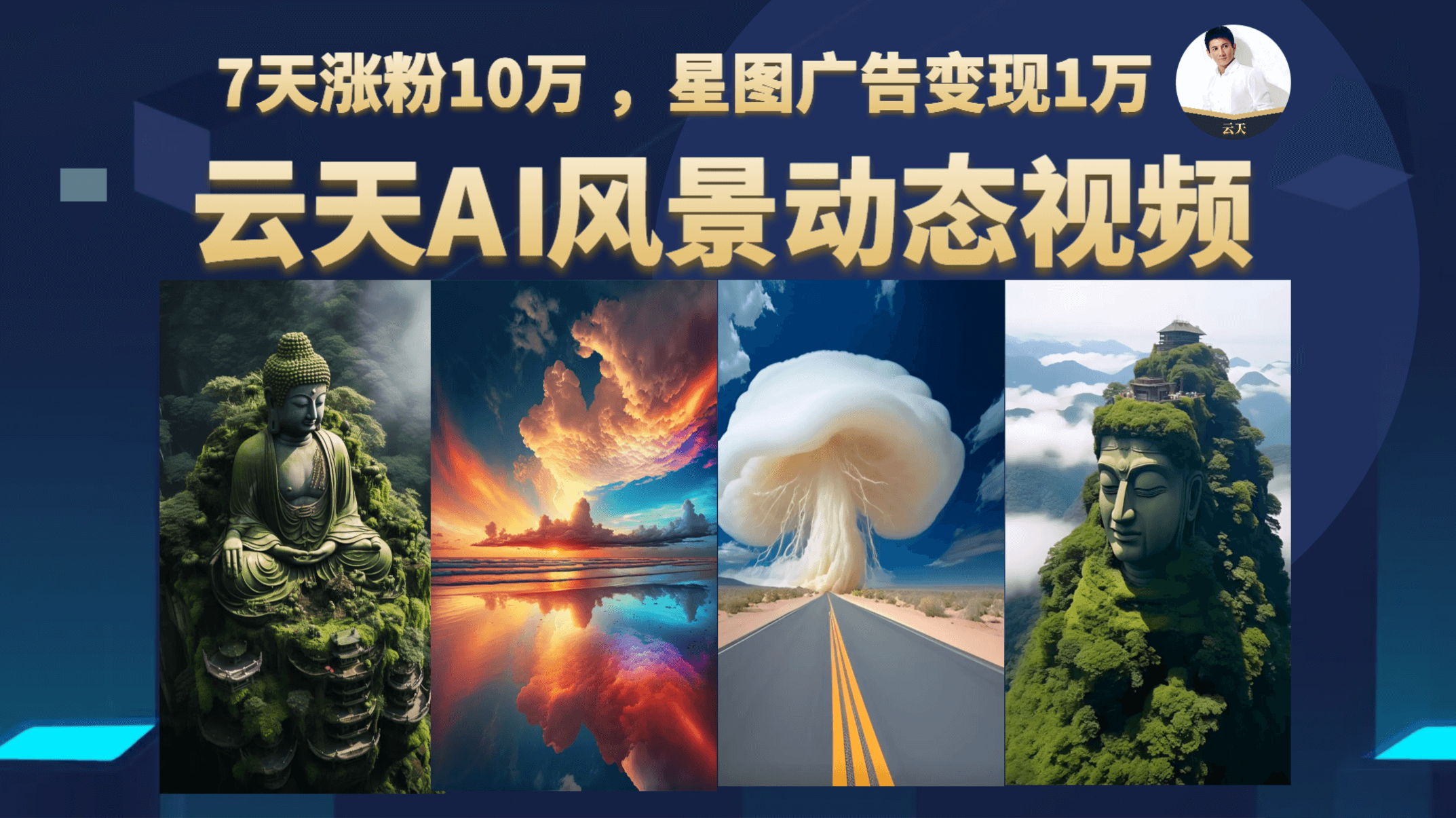 云天AI风景动图视频制作，7天涨粉10万 ，星图广告变现1万|媒矿库
