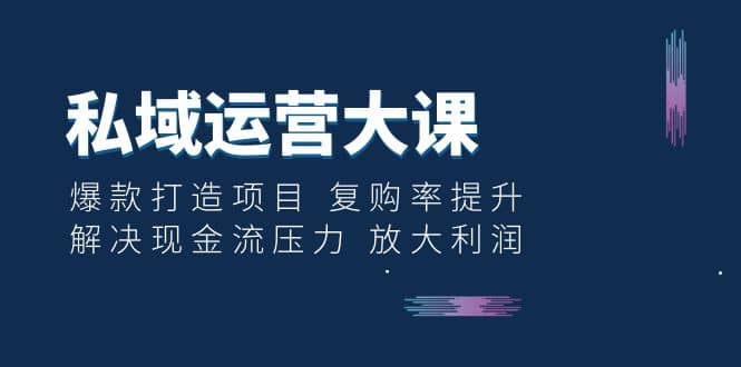 私域运营大课：爆款打造项目 复购率提升 解决现金流压力 放大利润|媒矿库