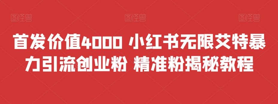 首发价值4000 小红书无限艾特暴力引流创业粉 精准粉揭秘教程|媒矿库