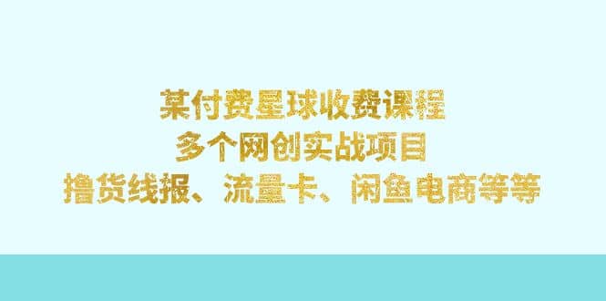 某付费星球课程：多个网创实战项目，撸货线报、流量卡、闲鱼电商等等|媒矿库