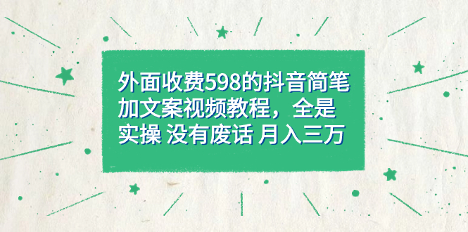 外面收费598抖音简笔加文案教程,全是实操 没有废话 月入三万(教程 资料)|媒矿库