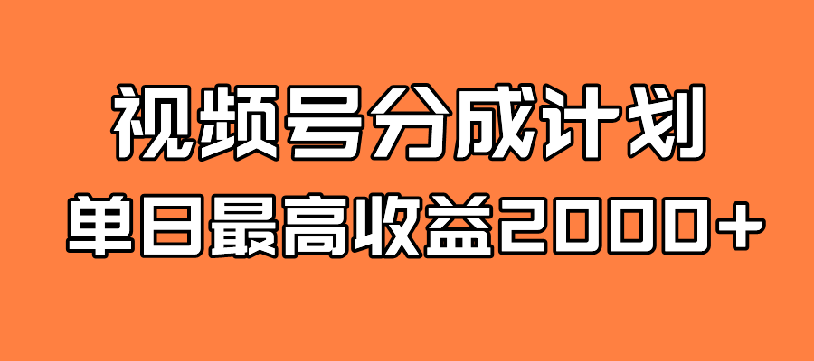全新蓝海 视频号掘金计划 日入2000|媒矿库