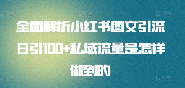 全面解析小红书图文引流日引100私域流量是怎样做到的|媒矿库