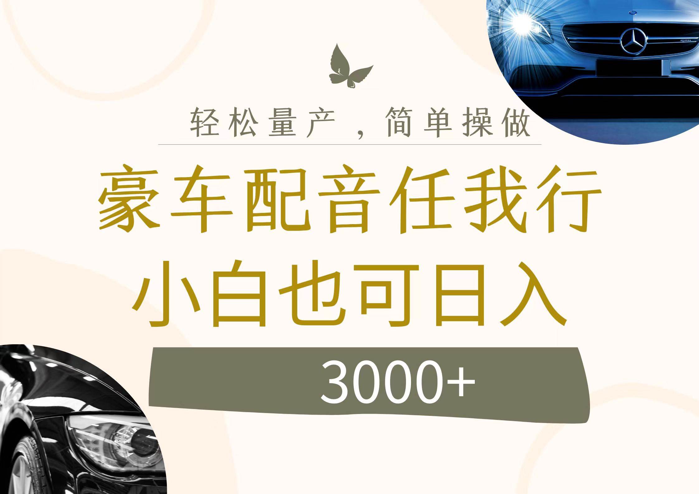 不为人知的暴力小项目，豪车配音，日入3000+|媒矿库