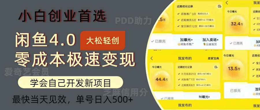 闲鱼0成本极速变现项目，多种变现方式，单号日入500+最新玩法|媒矿库