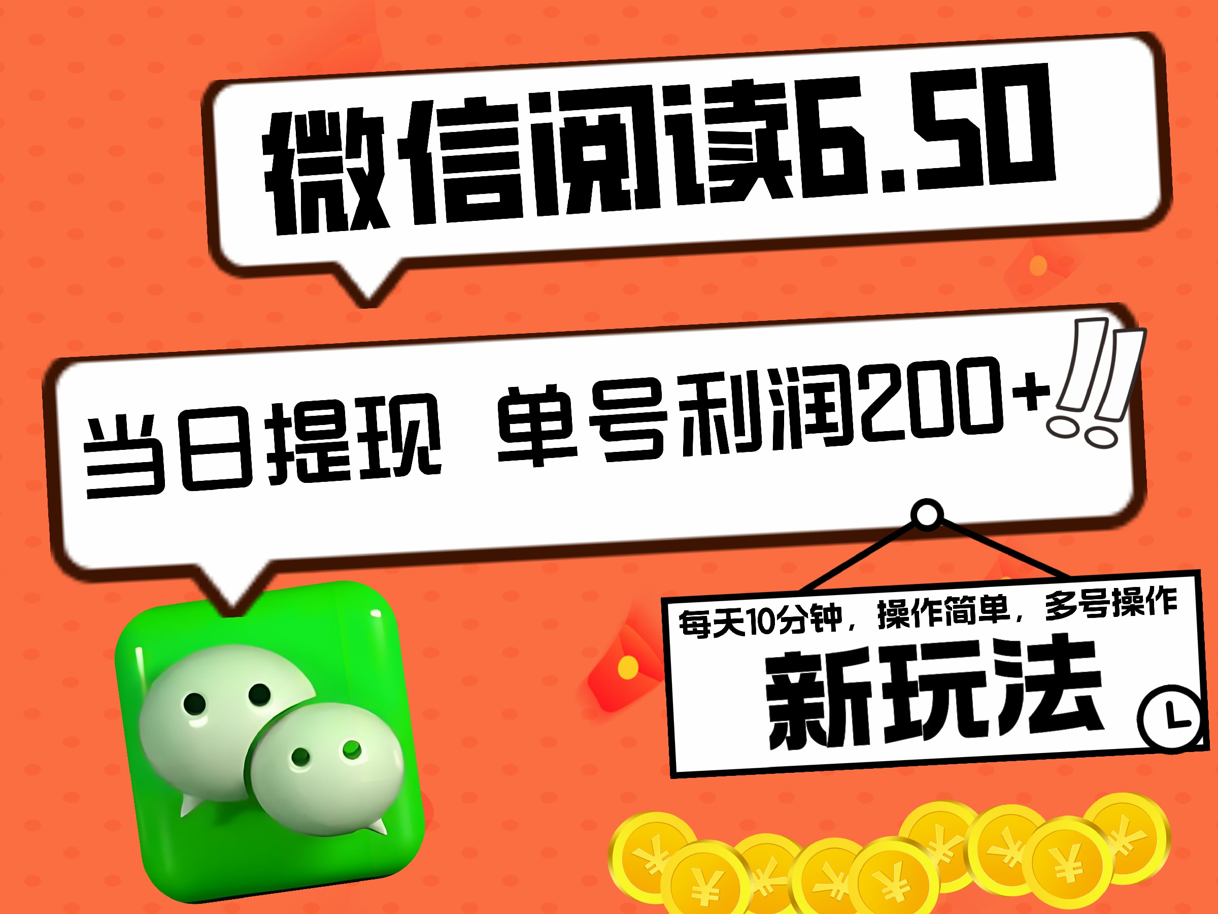 2024最新微信阅读6.50新玩法，5-10分钟 日利润200+，0成本当日提现，可矩阵多号操作|媒矿库