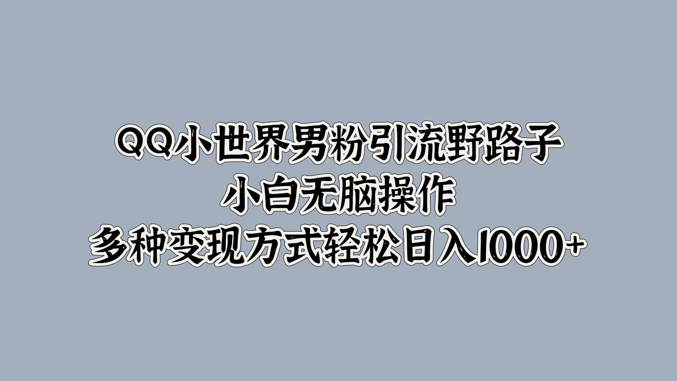 QQ小世界男粉引流野路子，小白无脑操作，多种变现方式轻松日入1000+|媒矿库