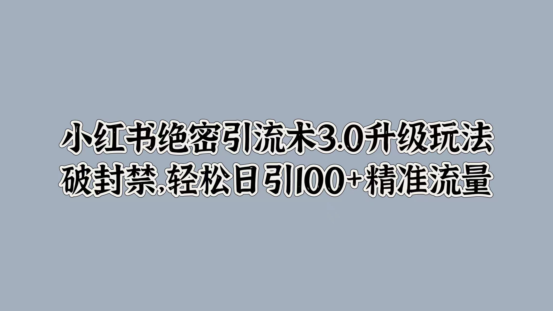 小红书绝密引流术3.0升级玩法，破封禁，轻松日引100+精准流量|媒矿库