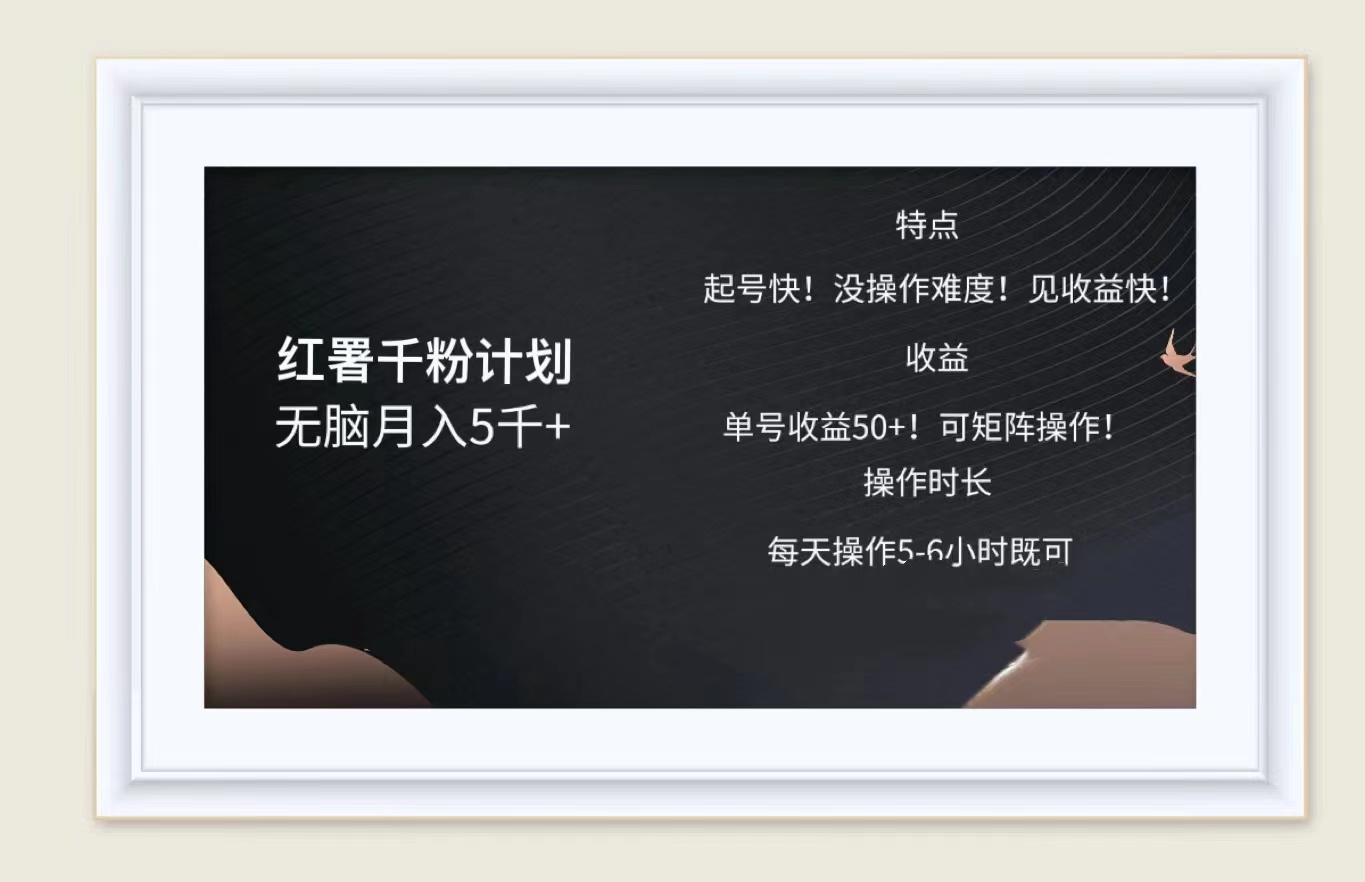 红薯千粉计划无脑月入5千➕！既做既赚！|媒矿库