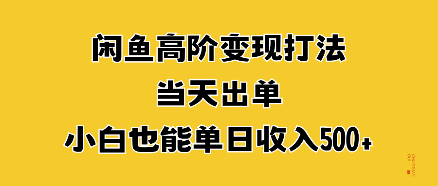 闲鱼高阶变现打法，当天出单，小白也能单日收入500+|媒矿库
