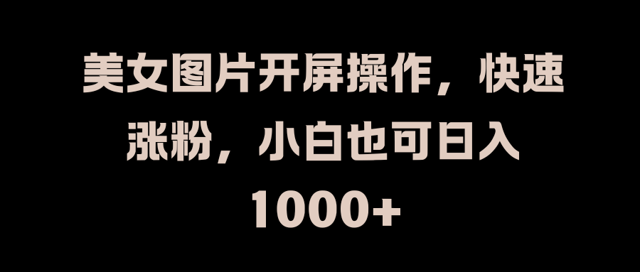 美女图片开屏操作，快速涨粉，小白也可日入1000+|媒矿库