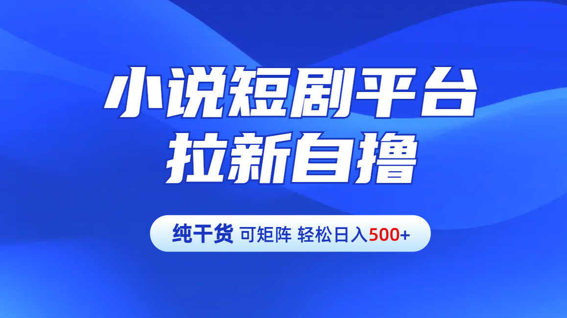 【纯干货】小说短剧平台拉新自撸玩法详解-单人轻松日入500+|媒矿库