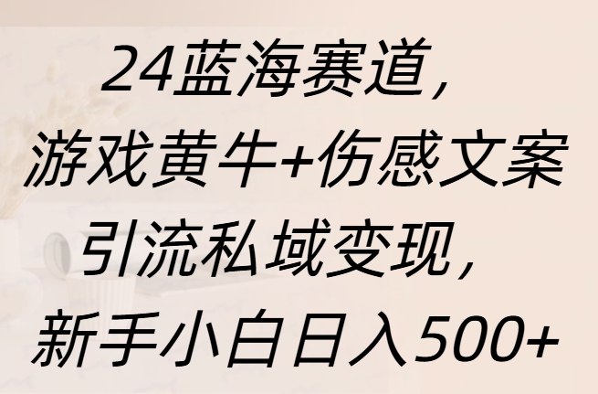 24蓝海赛道，游戏黄牛+伤感文案引流私域变现，新手日入500+|媒矿库