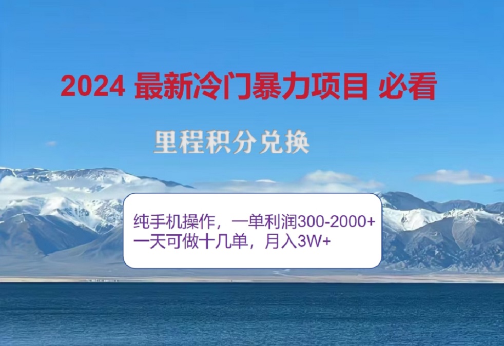 2024惊爆冷门暴利!出行高峰来袭,里程积分,高爆发期,一单300+—2000+,月入过万不是梦!|媒矿库