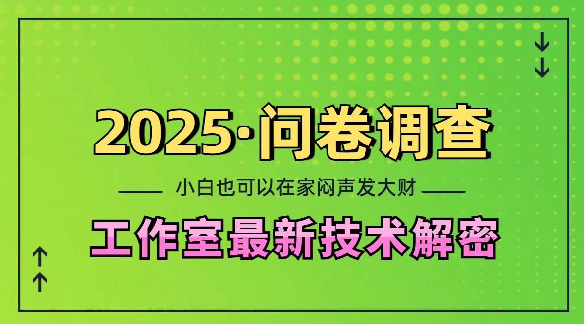 2025《问卷调查》最新工作室技术解密：一个人在家也可以闷声发大财，小白一天200+，可矩阵放大|媒矿库