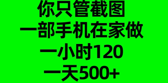 你只管截图,一部手机在家做,一小时120,一天500+|媒矿库